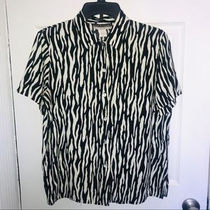 Vintage Notations Zebra Print Short Sleeve